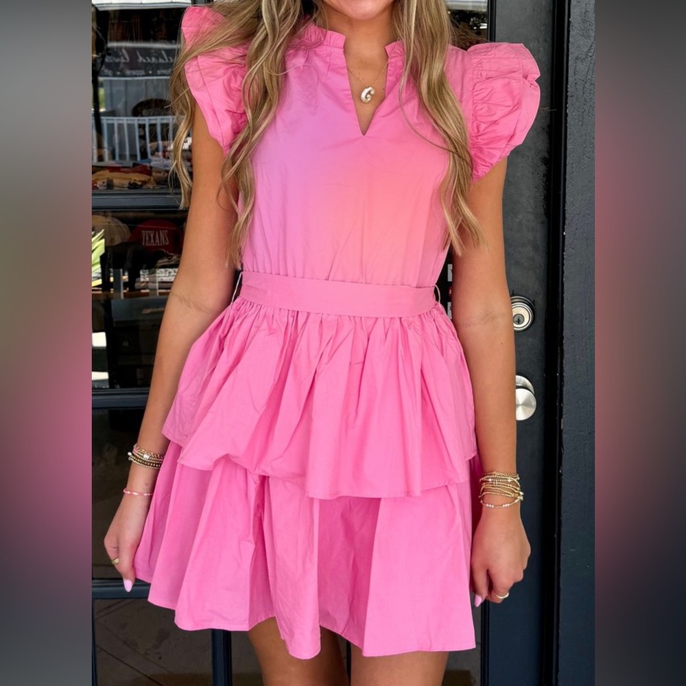 Pink Mini Ruffle Dress - Picture 2 of 6